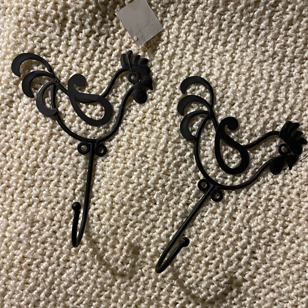 Black Metal Rooster Wall Hooks